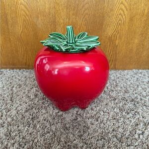 Vintage McCoy Pottery Large Red Apple or Tomato Ceramic Cookie Jar